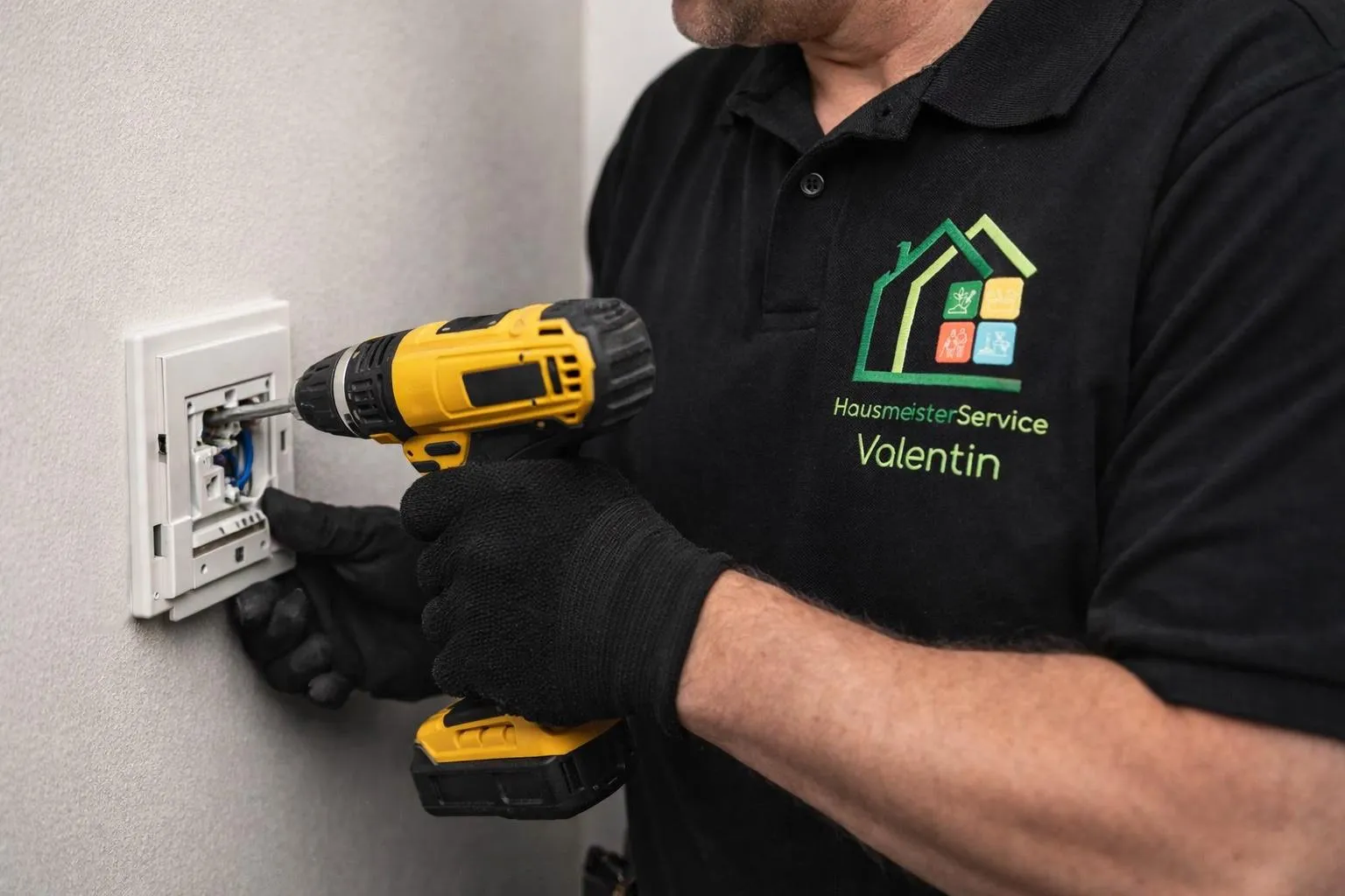 Hausmeisterservice-Valentin – Arbeiter beim Bohren